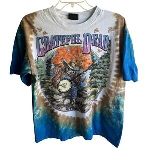 Vintage 2000 Grateful Dead Liquid Blue Tie-Dye Graphic Concert Band Tee